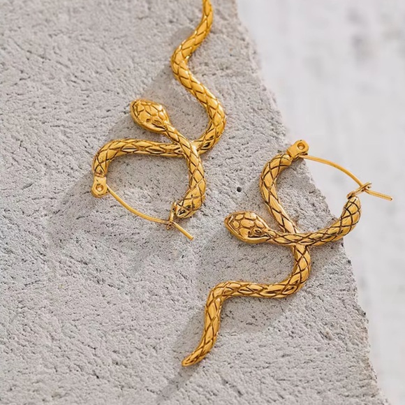 Snake Earrings Stainless Steel - Picture 4 of 5